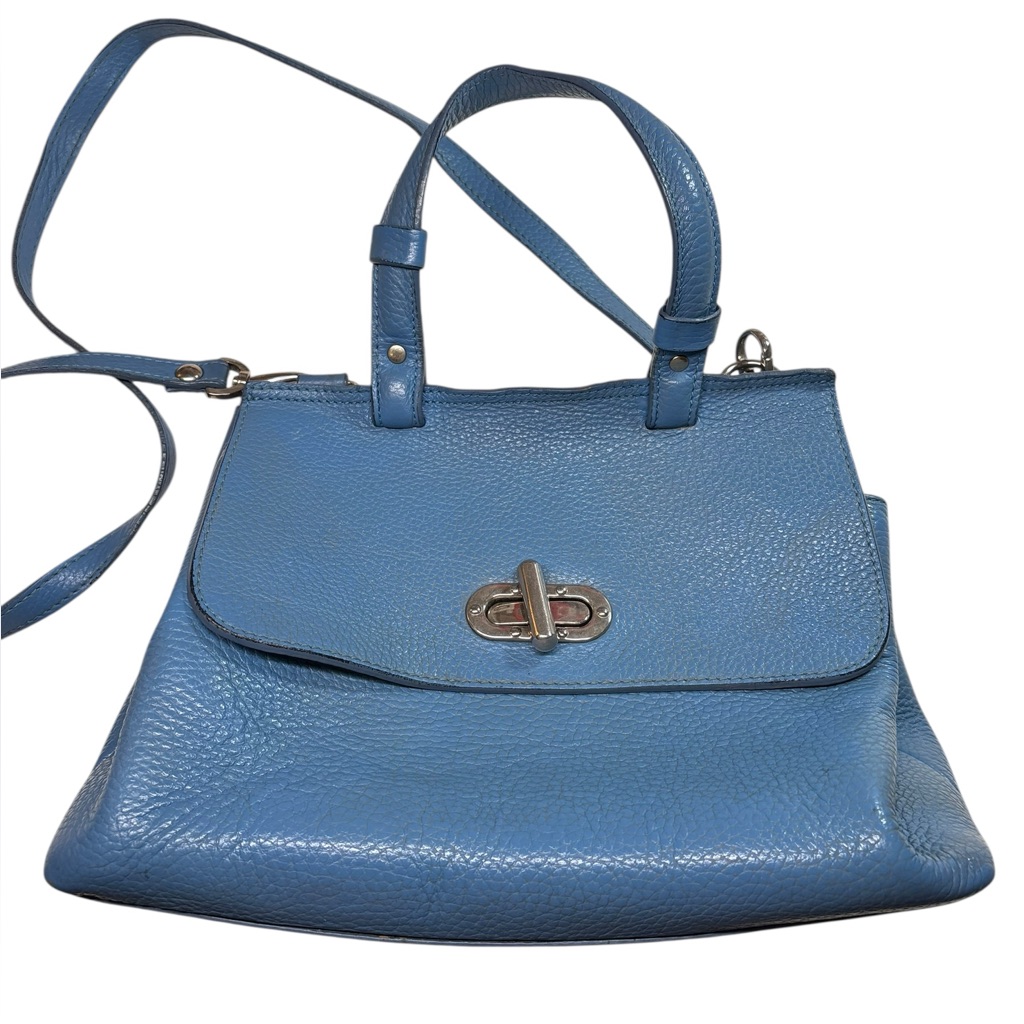 Vintage Leather Crossbody Bag - Ape Regina Blue Leather Bag - Italian Bag Rare
